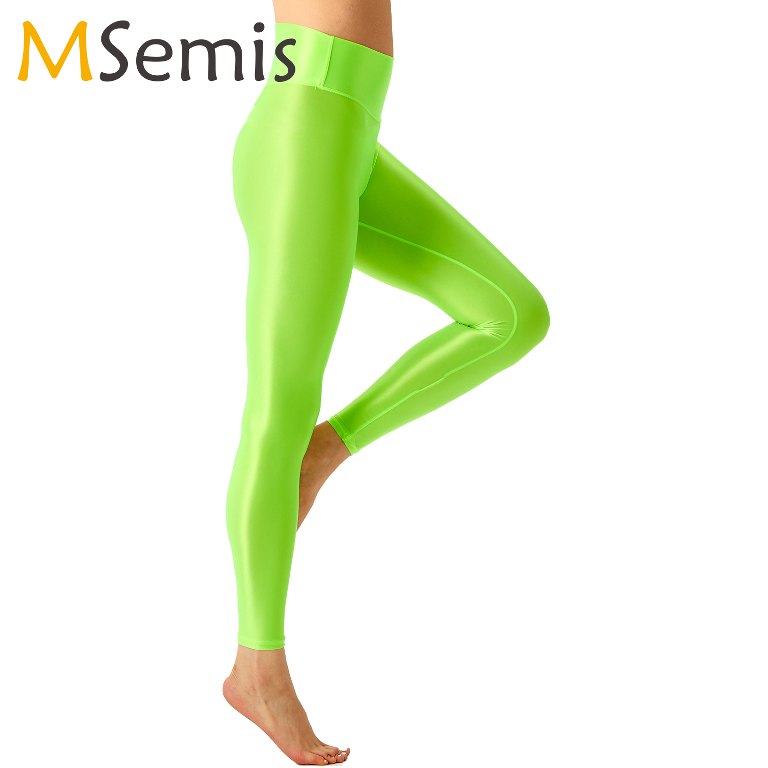 Pilates In Yoga Pants - Damskie błyszczące legginsy baletowe elastyczny pas