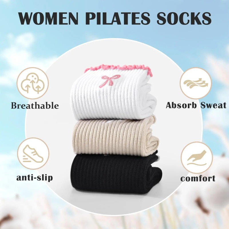 Pilates & Yoga Elastic Band - Profesjonalne skarpety do jogi, bawełniane, z